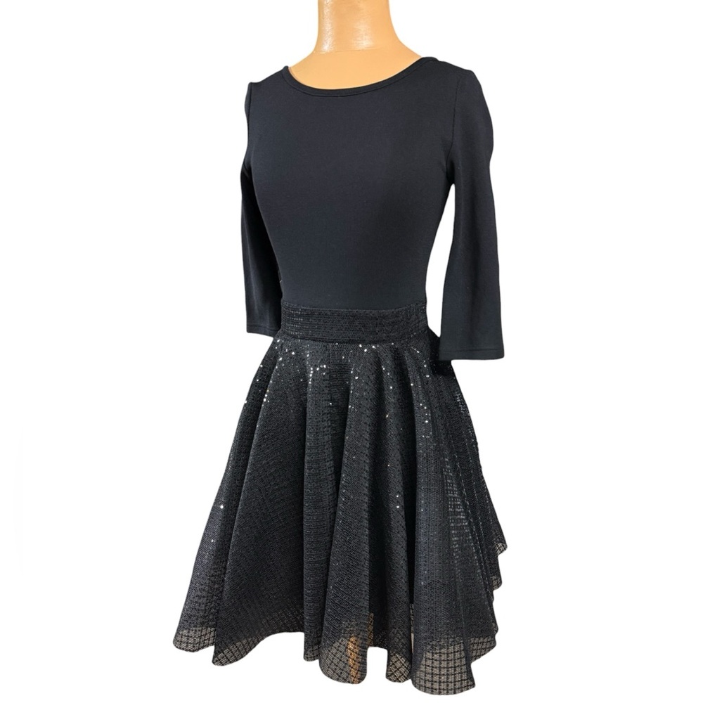 Maje, knit Top Thick Mesh glitter Flare Skirt